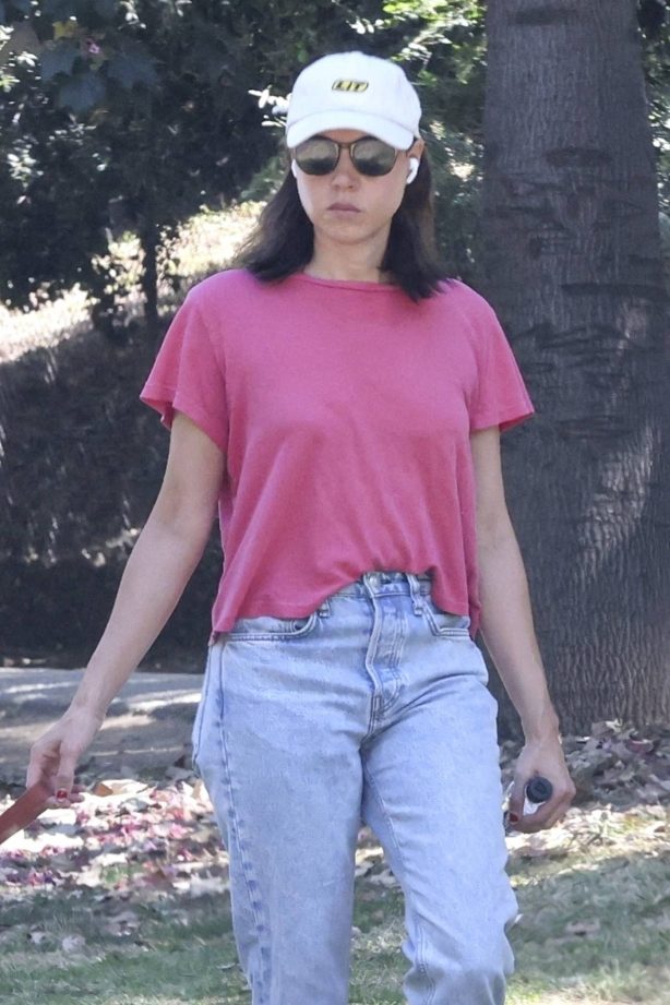 Aubrey Plaza - On a walk with her dog in Los Feliz