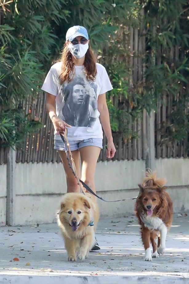 Aubrey Plaza - seen walking her dogs in Los Feliz