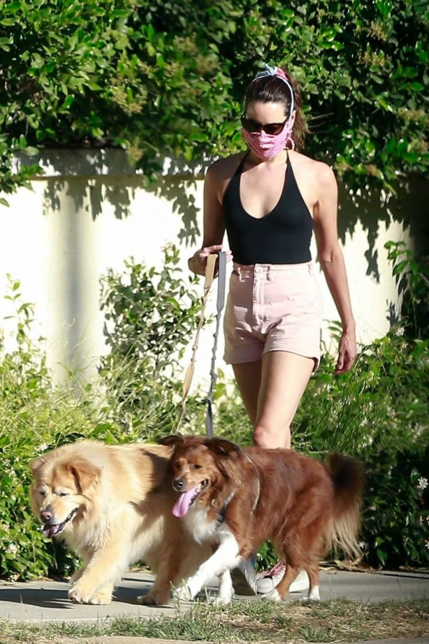 Aubrey Plaza - Walking her dogs in Los Feliz