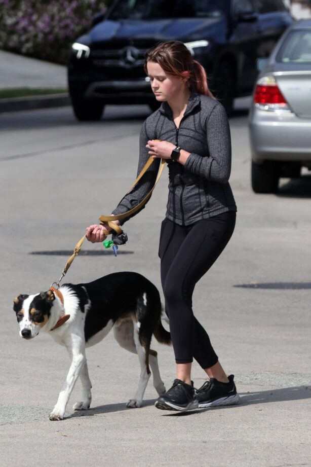 Ava Phillippe - Seen with her dog Benji while out for a walk in Brentwood