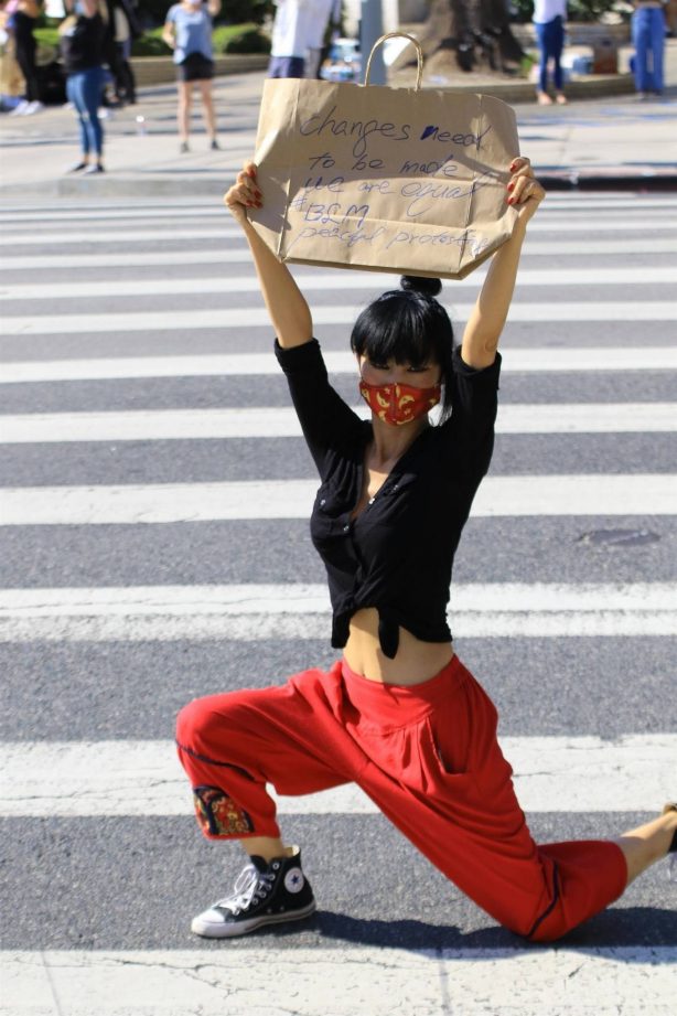Bai Ling - Passes at the Black Lives Matter protest in Studio City