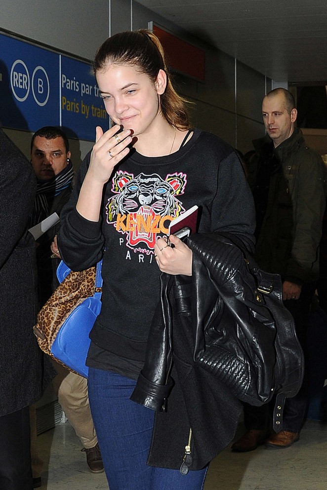 Barbara Palvin in Jeans at Roissy Airport in Paris