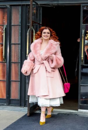 Barbie Ferreira - In a pink fur out in New York