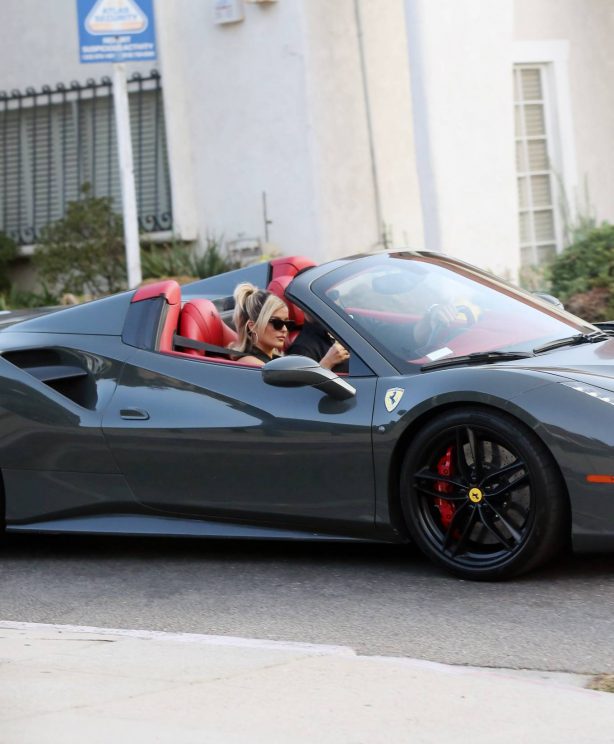 Bebe Rexha - Gets a New Ferrari Delivered to Her Home in Los Angeles