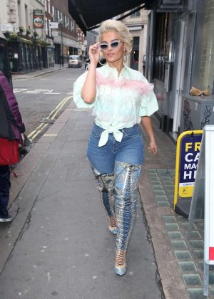 Bebe Rexha in Jeans - Out in London
