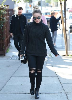 Becca Tobin in black ripped jeans in Los Angeles