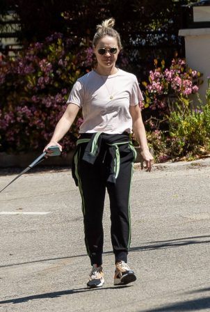 Becca Tobin - Walking her dog in Los Angeles