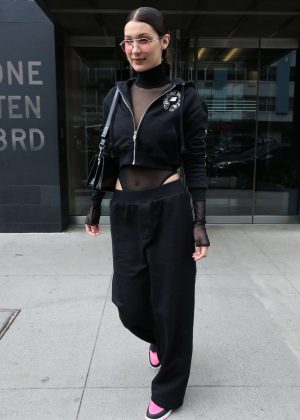 Bella Hadid all in black out in New York