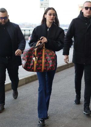 Bella Hadid - Arrives at Airport in Milan