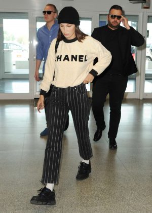 Bella Hadid - Arrives at Airport in Milan