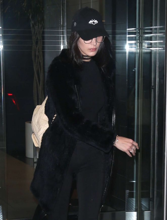 Bella Hadid in Black Fur Coat Out in New York City