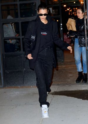 Bella Hadid in Black Outfit - Out in New York