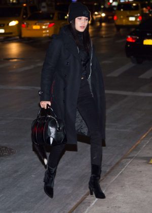 Bella Hadid in Black outfit out in New York