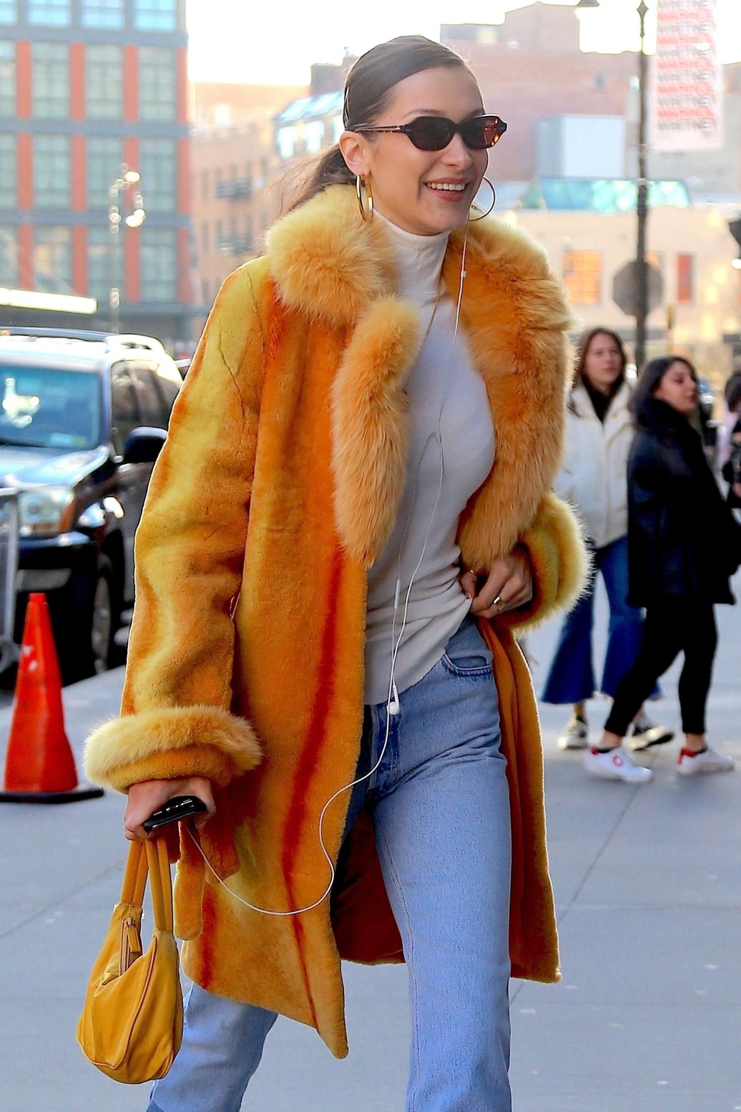 Bella Hadid in Fur Coat -01 | GotCeleb