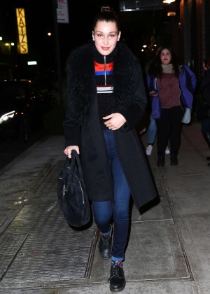 Bella Hadid in Jeans and Coat out in NYC