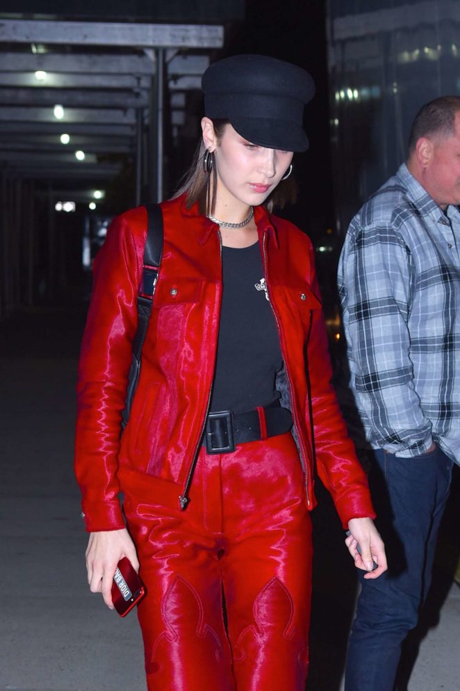Bella Hadid in Red Suit - Out and about in New York