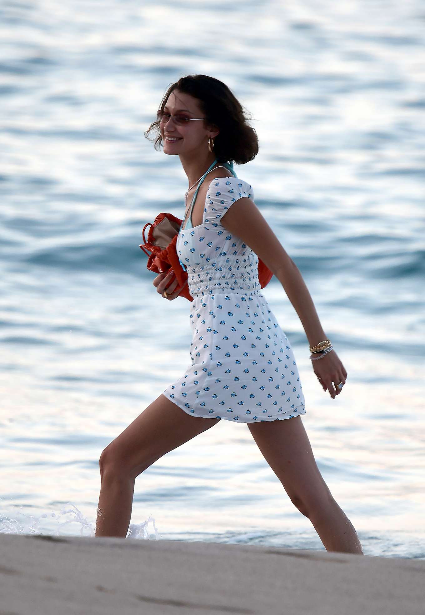 Bella Hadid in Short Dress - Walking on the beach in St. Barts-15 ...