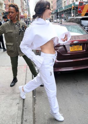Bella Hadid in White Outfit out in New York City