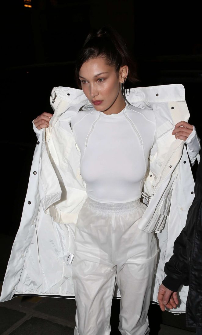 Bella Hadid in White Outfit out in Paris
