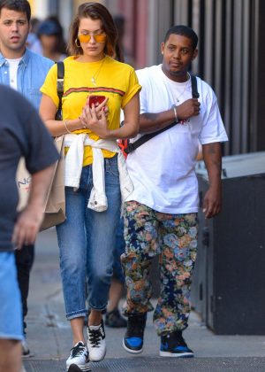 Bella Hadid in yellow out in NYC -08 | GotCeleb