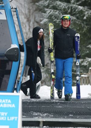 Bella Hadid - Skiing with her bodyguard Trento Andalo in St Moritz