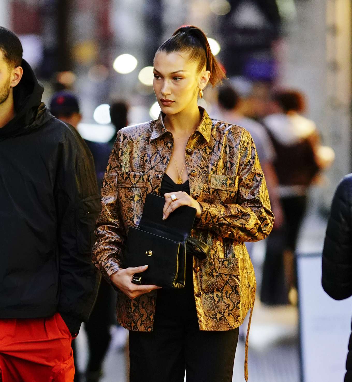Bella Hadid - Wearing a snakeskin jacket out in New York-06 | GotCeleb