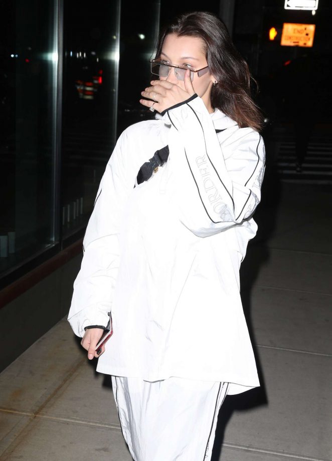 Bella Hadid - Wearing a white South of the Border Tracksuit in NYC