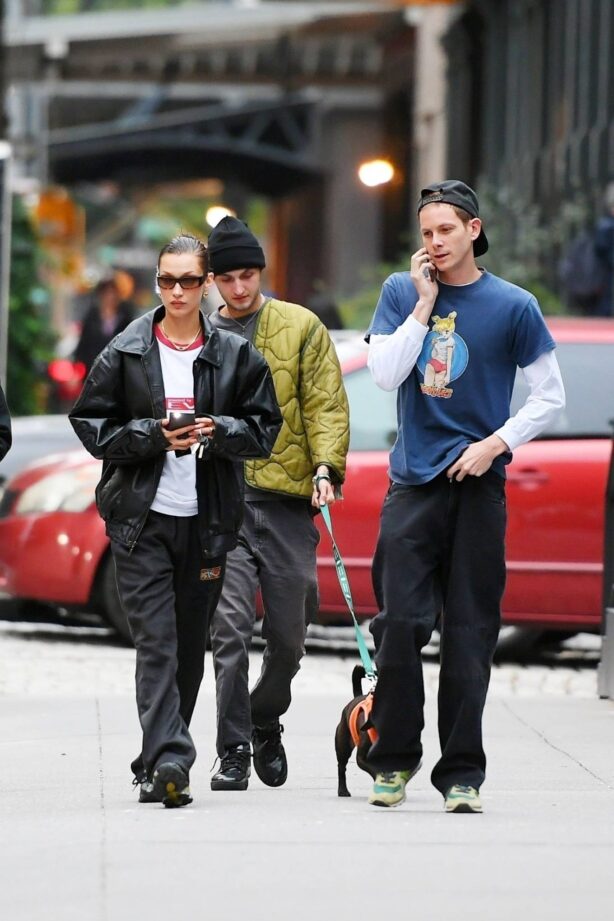 Bella Hadid - With boyfriend Marc Kalman and her brother Anwar out in New York City