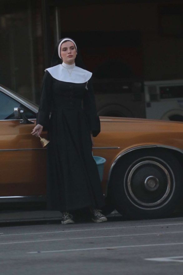 Bella Thorne dressed as a Nun in a Secret New Project Upcoming Film in Los Angeles