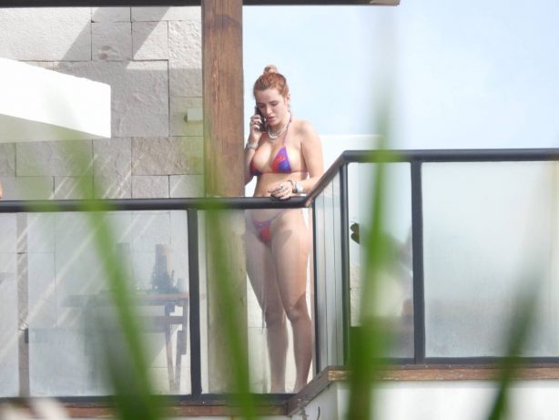 Bella Thorne - In a bikini by the pool at her hotel in Tulum