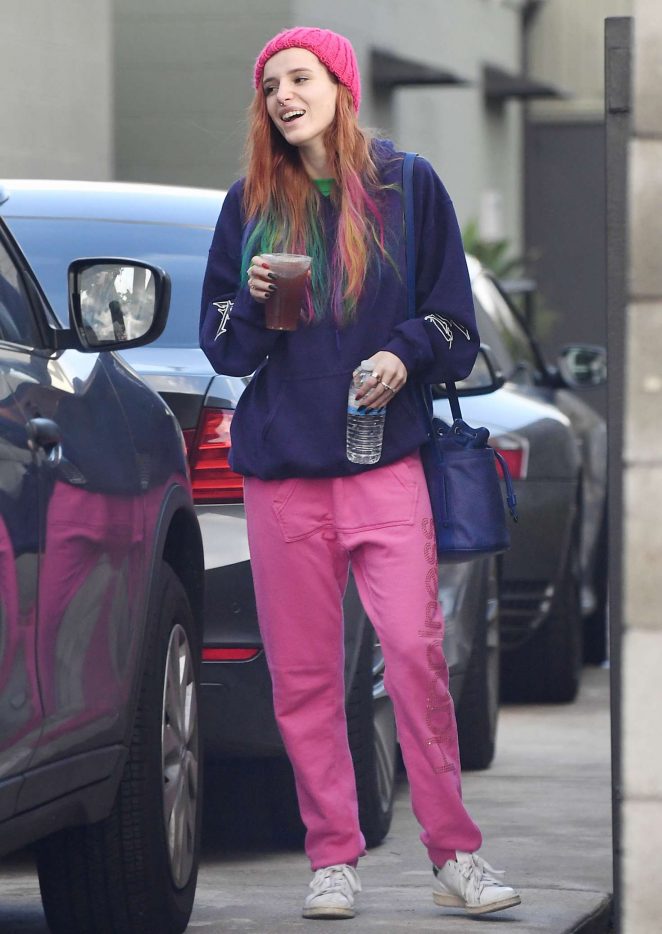 Bella Thorne in Pink Sweats out in Los Angeles