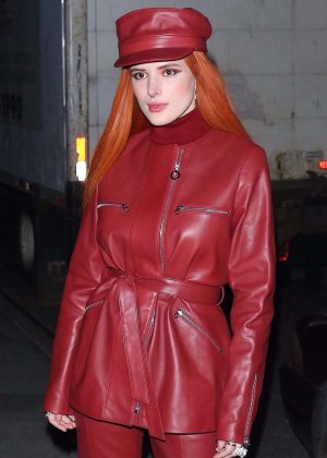 Bella Thorne lin Red Leather - Leaving Carnegie Hall in NYC