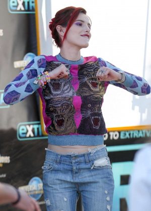 Bella Thorne - Visits 'Extra' at Universal Studios Hollywood in Universal City