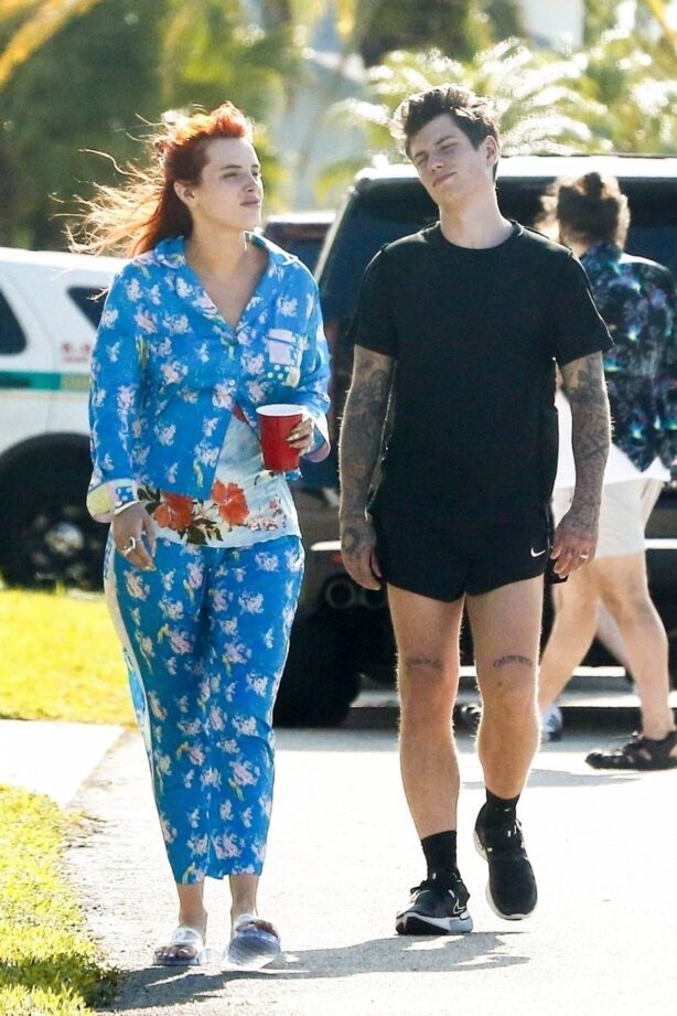 Bella Thorne - Wears pajamas while out with her boyfriend Benjamin Mascolo in Miami