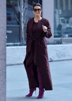 Bellamy Young in Long Coat out in New York
