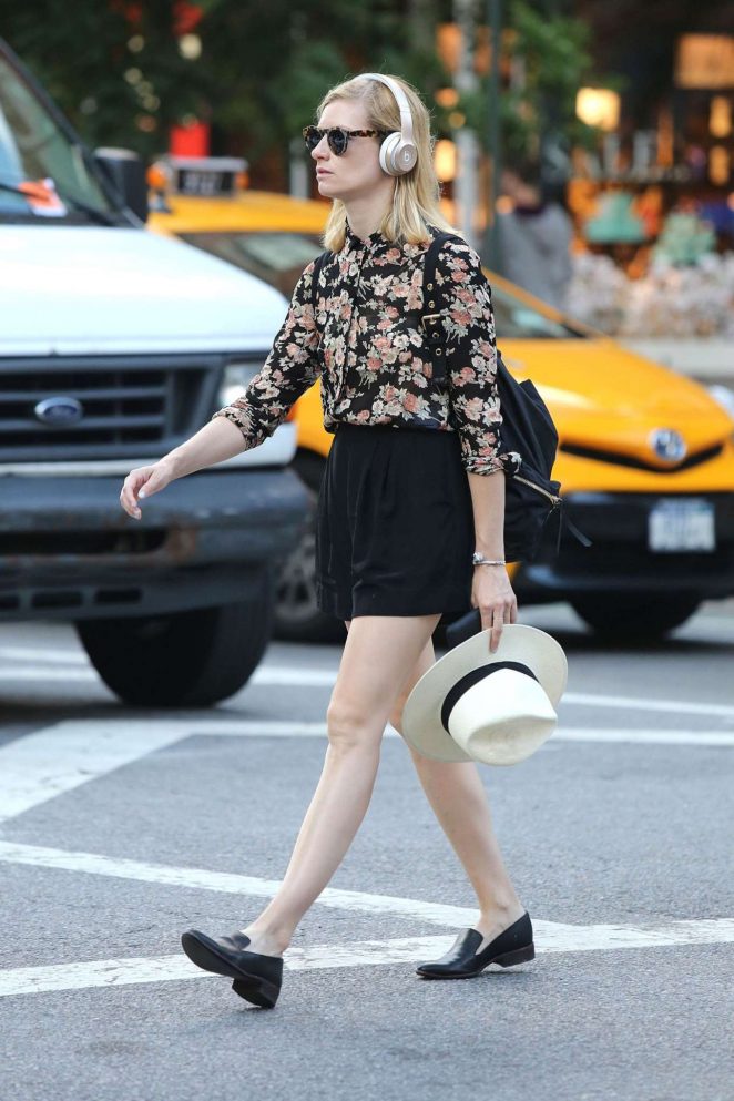 Beth Behrs in Black Shorts Out in NYC