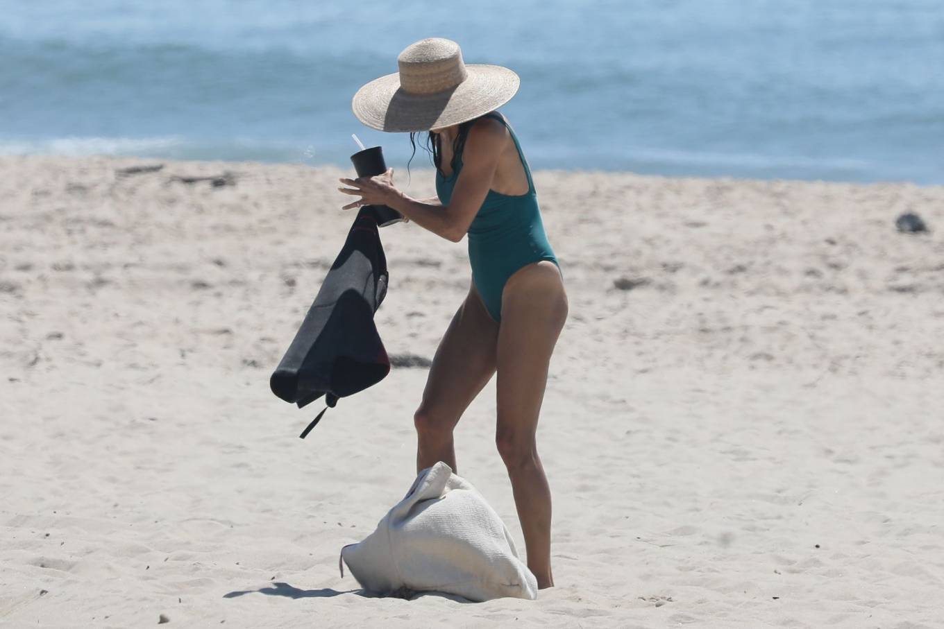 Bethenny Frankel - In green bikini in The Hamptons. 