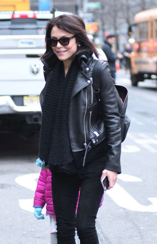Bethenny Frankel in Leather Jacket out in New York