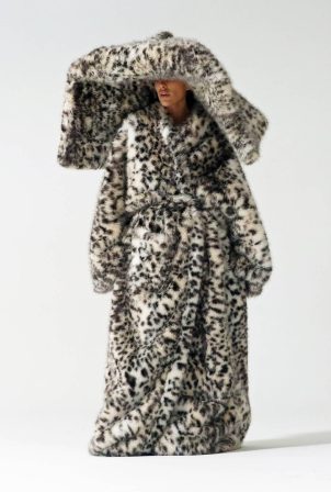 Bianca Censori - Wearing head-to-toe leopard fur at a studio in Los Angeles