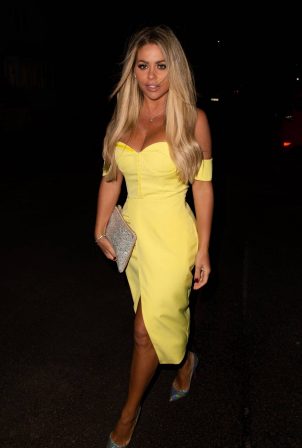 Bianca Gascoigne in Yellow Dress - Night out in Kent