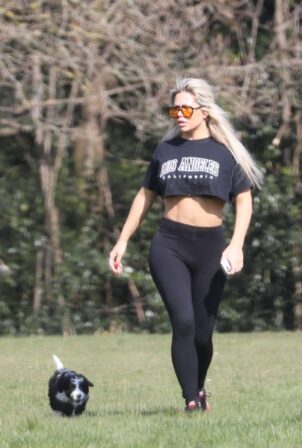 Bianca Gascoigne - Seen in a local park with her new puppy Panda in Essex