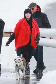 Billie Eilish - Goes for a walk in the snow at the Angeles National Forest in LA