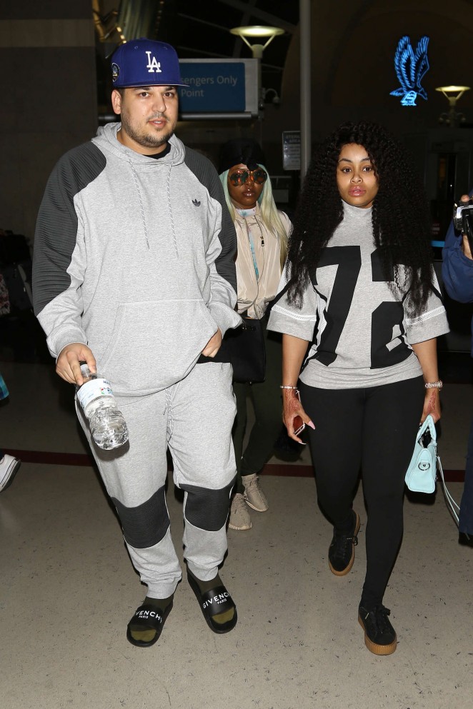 Blac Chyna and Rob Kardashian at LAX Airport in LA