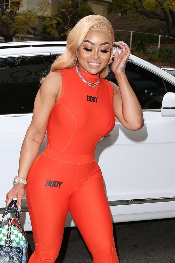 Blac Chyna in a Red Body Suit at Sunset Marquis Hotel in West Hollywood