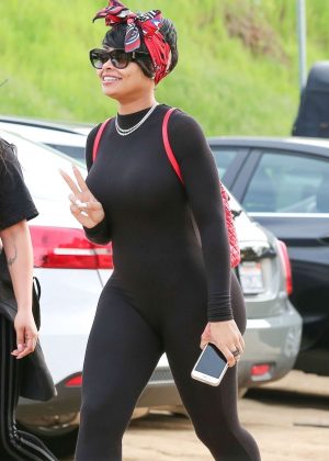 Blac Chyna in Tights with her friends at Runyon Canyon in LA