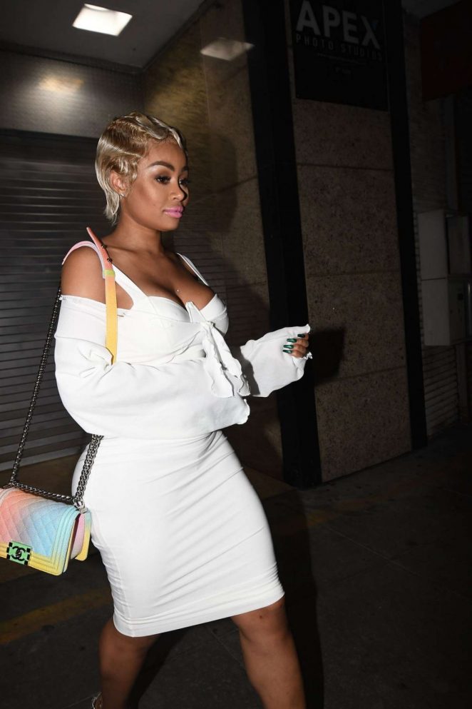 Blac Chyna in White Dress Leaves a Photoshoot in Los Angeles