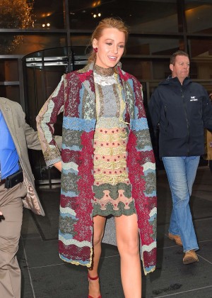 Blake Lively in Mini Dress Leaving her hotel in NYC