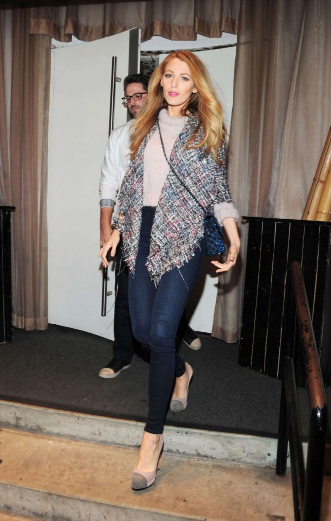 Blake Lively in Tight Jeans at Sushi Restaurant in Brooklyn