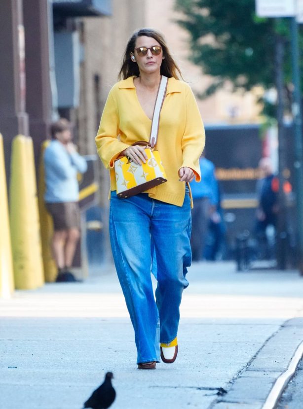 Blake Lively - Seen in a colorful ensemble in New York