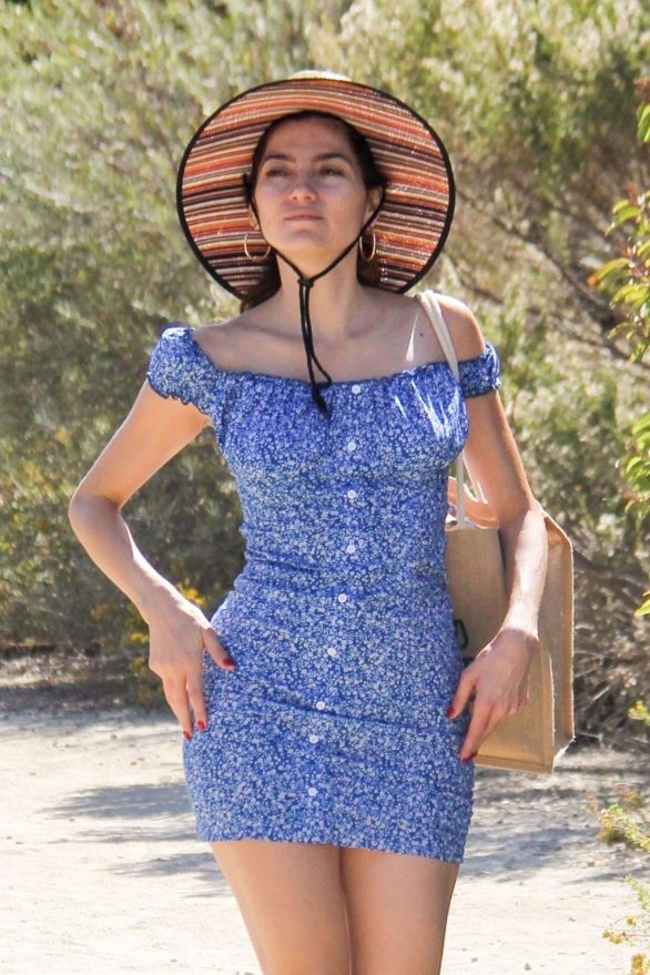 Blanca Blanco in Blue Mini Dress at a beach in Los Angeles